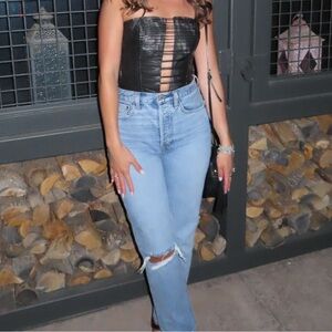 TIC TOC faux leather top